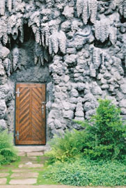 A wooden door.