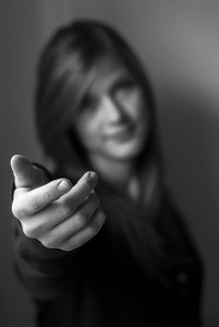 Woman reaching out