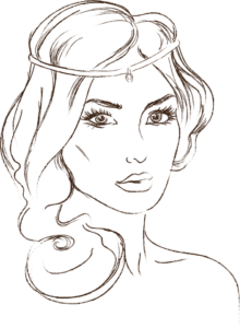 A line drawing of a woman - head and sholders