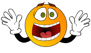 A cartoon of a scared face with hands.