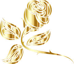 A drawing of a golden rose