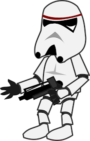 Drawing of a storm trooper with a gun