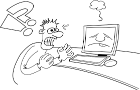 Cartoon of a person frustrated with their computer