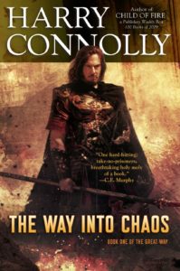 A man in armour holding a spear - book cover by Harry Connolly