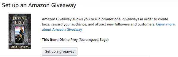 Screenshot of the Amazon Giveaway option on your product page