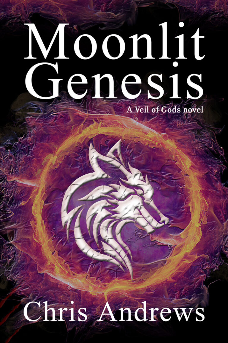 A stylized wolf's head in a circle of fire